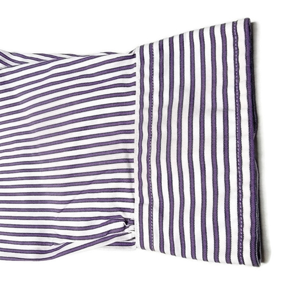 Brooks Brothers Est. 1818 SLIM Purple White Stripe Straight Collar 17-35 - Picture 3 of 7